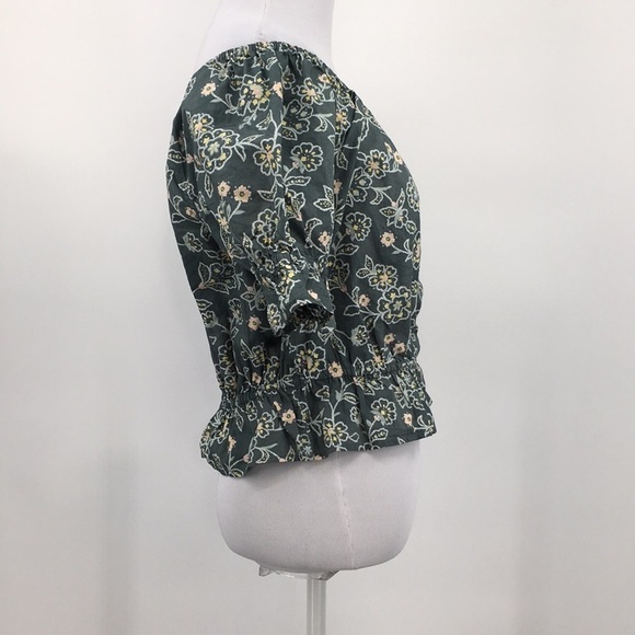 J. Crew Gathered Scoopneck Top In Vintage Vines Womens Small Cropped 100% Cotton - Picture 6 of 15